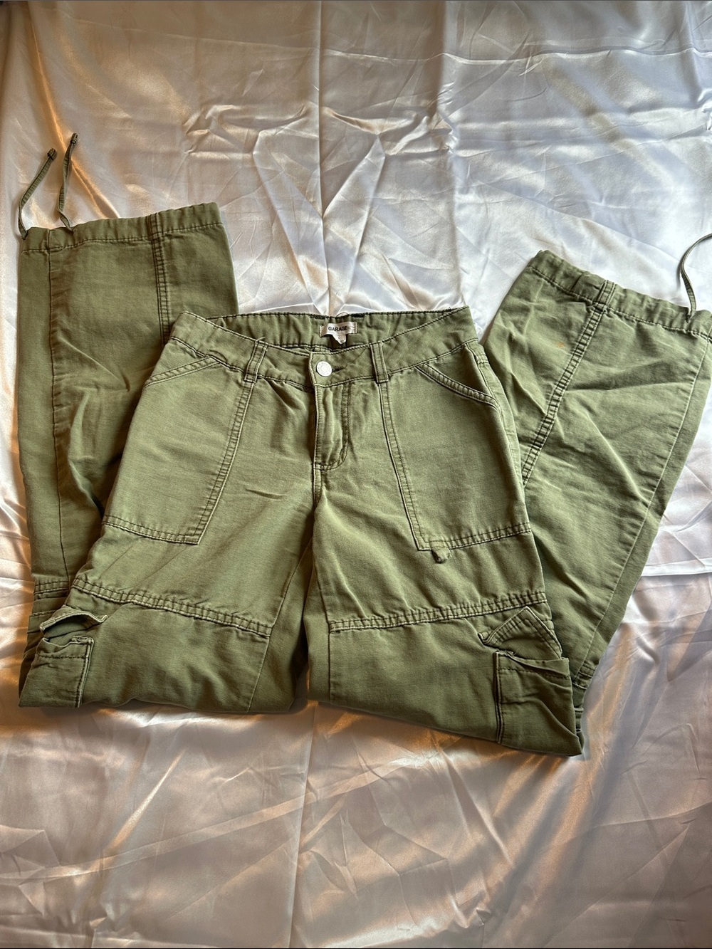 Garage Olive-Green Cargo Jeans with Utility Pockets